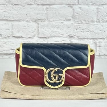 Gucci Marmont Two-Tone Leather Super Mini Crossbody