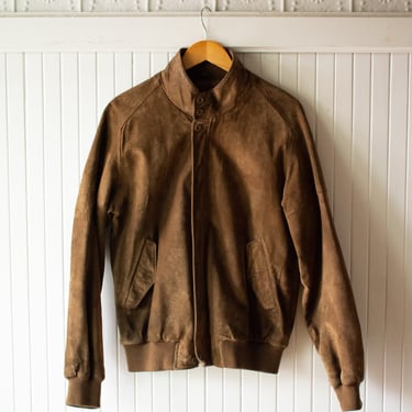 Vintage 1980s Brown Suede Bomber Jacket Large