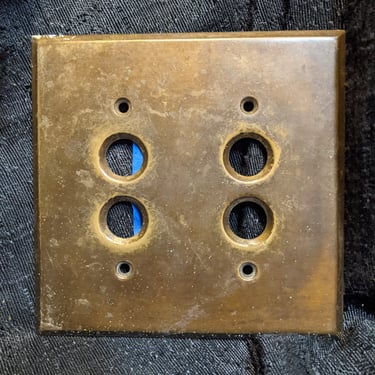 2 Gang Brass Push Button Electrical Face Plate