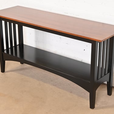 Ethan Allen Arts and Crafts Shaker Cherry Wood and Ebonized Console Table