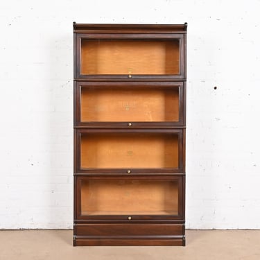 Antique Arts & Crafts Mahogany Four-Stack Barrister Bookcase by Macey, Circa 1920s