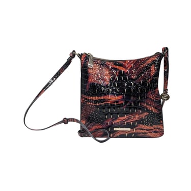 Brahmin - Orange & Black Croc Embossed Crossbody Bag