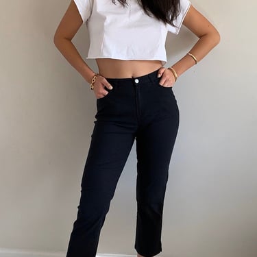 90s Calvin Klein capris / vintage black CK Calvin Klein high waisted cropped tapered cotton twill jeans capris | size 4 