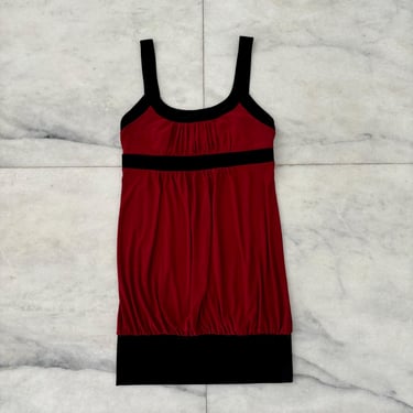 Vintage JFW Dress Red Black Thick Strap Pleated Vampire Gothic Y2K XL 