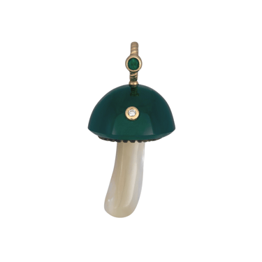 Green Chalcedony Mushroom with Emerald and Diamond — Maura Green Trunk Show