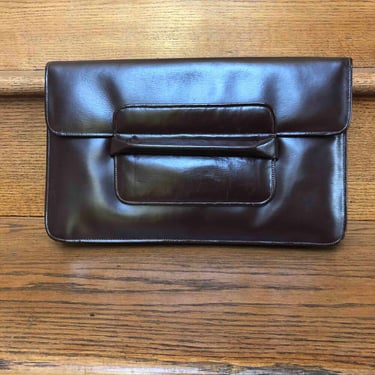 Mod Chocolate Brown Leather Envelope Clutch Bag