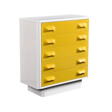 Raymond Loewy Inspired Yellow Chapter One Highboy Dresser Chest 