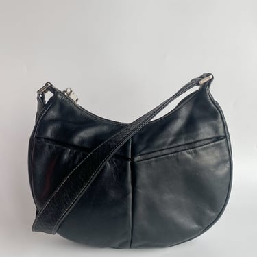 1990s Perlina Black Leather Handbag