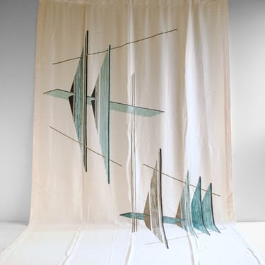 Vintage Mid Century Modern Fabric Panel Curtain 