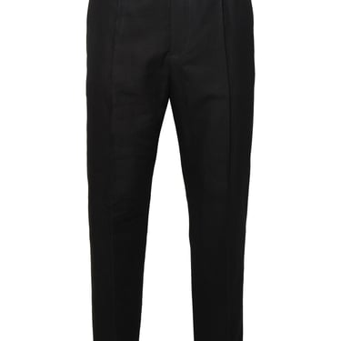 Lanvin Black Linen Blend Trousers Man