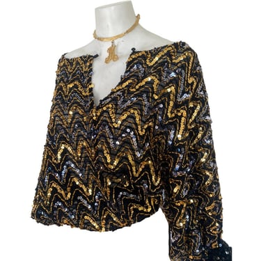 Womens vintage beaded jacket, heavily embellished  Deco sequence jacket, abstract beaded bolero, cocktail dress coat size small medium s m 
