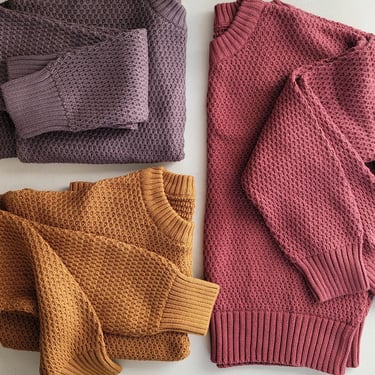 Honeycomb Knit Crew Sweater