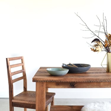 Rustic Farmhouse Kitchen Table | Reclaimed Wood Plank Dining Table 