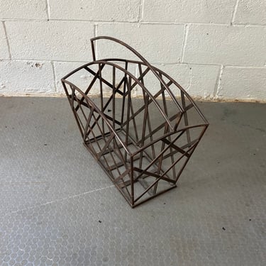 Vintage Large Metal Magazine Rack 