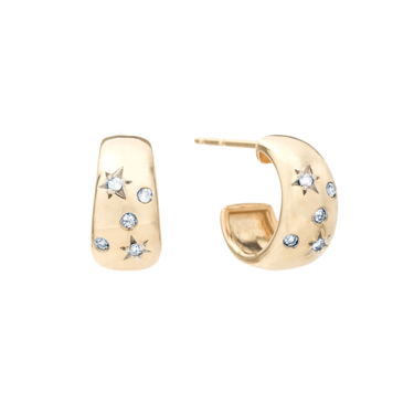 Celestial Diamonds Wide Huggie Hoop Earrings