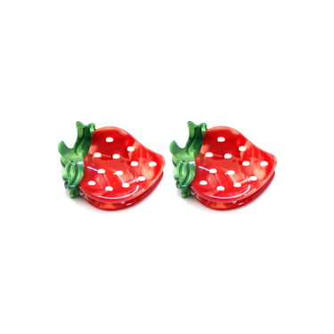 MARBLED ACRYLIC MINI STRAWBERRY HAIR CLIPS