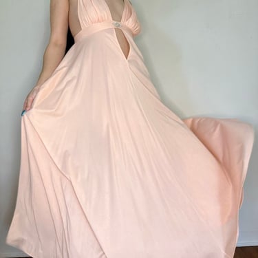 Vintage 60&#39;s LUCIE ANN Light Pink Adjustable Tie Crystal Nightgown by VintageRosemond