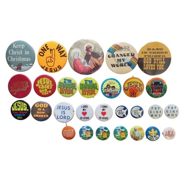 Vintage Pinback Button -  Christianity Jesus Themes - Misc. Novelty Pins - You Choose - Genuine Vintage Pin Button 