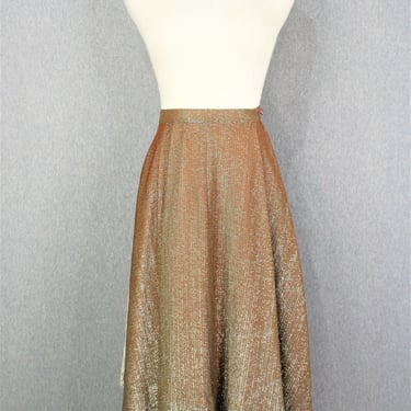 1950-60s - Metallic Shimmering Gold - Skirt - Lined - Metal Zipper - by Cannady Creations - Hollywood - Estimated size XS 