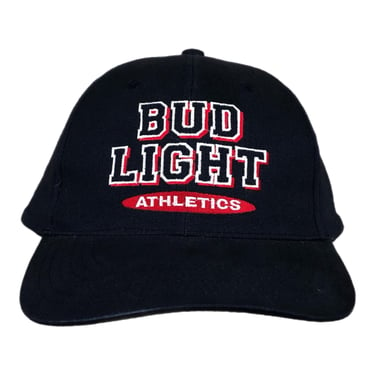 Vintage 90s Bud Light Athletics Embroidered Promotional Strap Back Hat Cap 