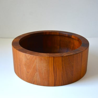 Large Danish Modern Staved Teak Bowl by Nissen Studios of Denmark 