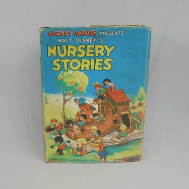 Mickey Mouse Presents Walt Disney's Nursery Stories (1937) - Vintage Hardcover w/ Dust Jacket - Hard to Find 