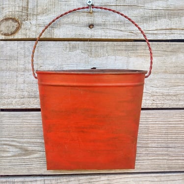 Red Tin Letter or Plant/Flower Holder - Year Unknown 
