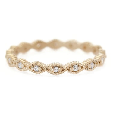 Ribbed Triangle Thin Band - 18k Yellow Gold + Diamonds (.12 ctw)