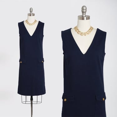 Catalina navy blue knit dress | Vintage 60s 70s Catalina nautical knit shift dress 