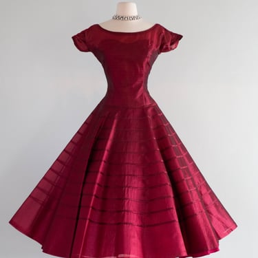 Gorgeous 1950's Lorie Deb Party Dress in Shimmering Cranberry Red / SM