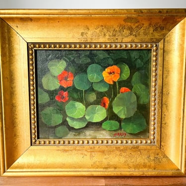 Original Floral Oil Painting. Small Framed Still Life. Framed Floral Art Wall Hanging. 