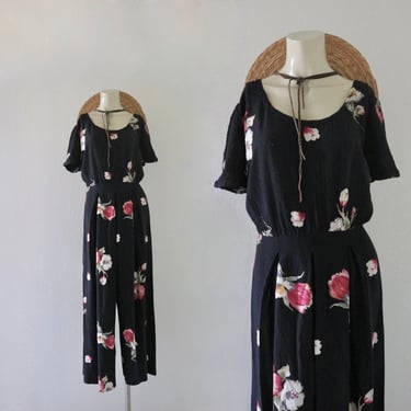 wide leg dark floral jumpsuit - 6 