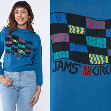 90s Jams World Sweatshirt Jams Circuit 90s Surfer Sweatshirt Surfing Graphic Shirt Blue Flag Vintage 1990s Cotton Small S 