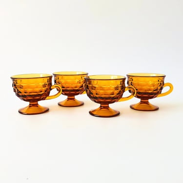 Amber Coupe Glasses - Set of 4 - Whitehall Indiana Glass 