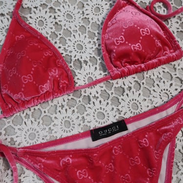 GG Monogram Pink Velour Bikini