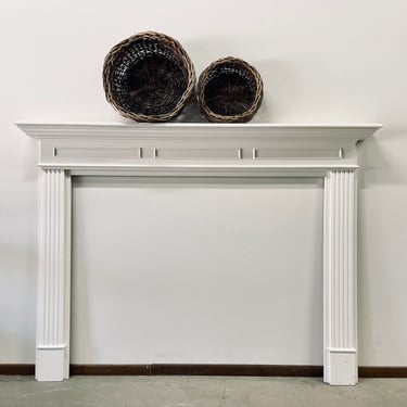 Vintage White Wood Fireplace Surround | Mid Century Mantel | MCM Vintage Fireplace  | White Wood Mantel | Architectural Salvage | Mantle 