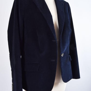 Brooks Brothers 346 Stretch Petite 12P Dark Blue Corduroy Blazer Jacket Suit Designer Preppy Prep Classic 