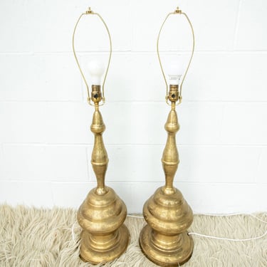 Set of 2 Tall Brass Moroccan Lamps 