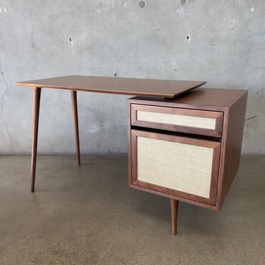 Mid Century Modern Style Walnut Wood Desk