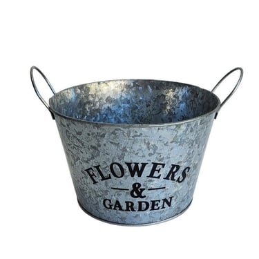 Farmhouse Galvanized Metal FLOWERS & GARDEN Rustic Country Home Décor Planter 