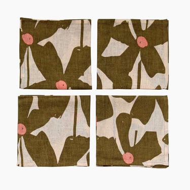 Olive Poppy Napkin Set