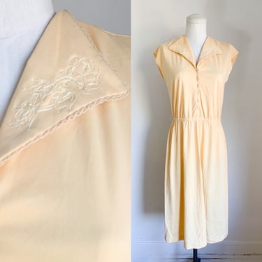 Vintage 1980s Apricot Day Dress / M 