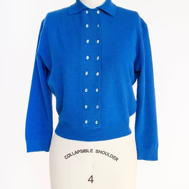 1950s Sweater Wool Blue Pullover S 
