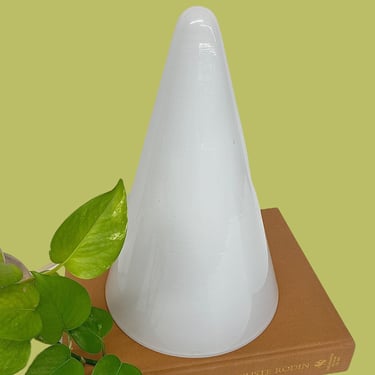 Vintage Teepee Table Lamp Retro 1980s Contemporary + SCE + White Glass + WORKS! + Cone Shaped + Mood Lighting + Murano Style + Home Decor 