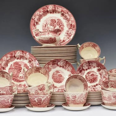 China Set, Dishes, Wood &amp; Sons, English Scenery, 71 Pieces, Vintage / Antique!