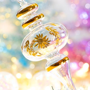 VINTAGE: 8" Large Gold Edged Crystal Ornament - Cut Crystal Ornament - SKU 30-405-00034746 