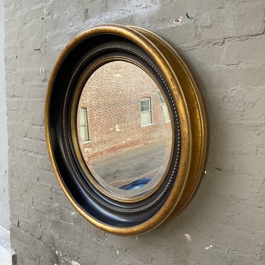 Modern Round Partial Gilt Mirror