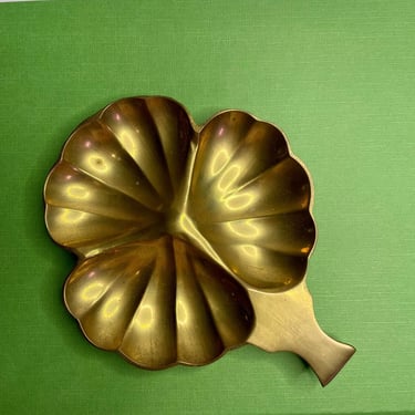 Vintage Brass Marigold Clover Catch All Dish | Boho Brass Trinket Dish, Vintage Brass Ring Dish 