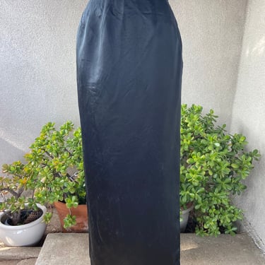 Vintage evening wear satin black a-line skirt lined by Dynasty Hong Kong sz Medium 