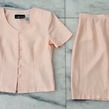 Vintage Sag Harbor Skirt Suit Jacket & Skirt Blush Pink Women’s 8 Dollette Ballet 